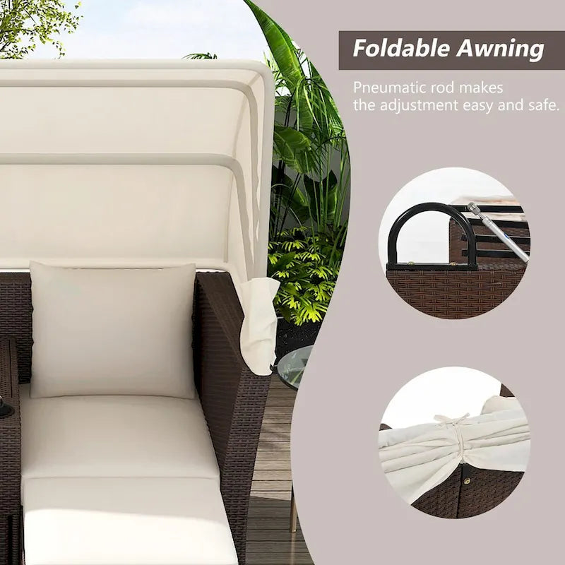 Canapé de patio extérieur avec auvent pliable