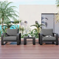 3-Pieces Aluminum Frame Patio Furniture Set With Cushions and Coffee Table