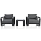 Ensemble de meubles de patio 3 pièces en aluminium avec coussins et table basse
