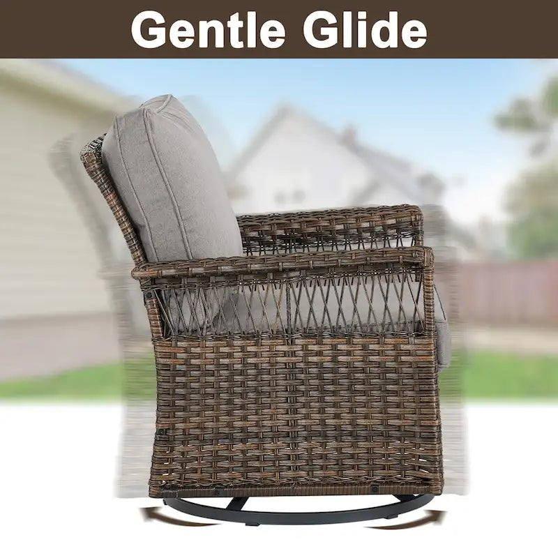 Canapé sectionnel d'extérieur Gymojoy avec fauteuil pivotant et table – Marron