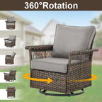 Canapé sectionnel d'extérieur Gymojoy avec fauteuil pivotant et table – Marron