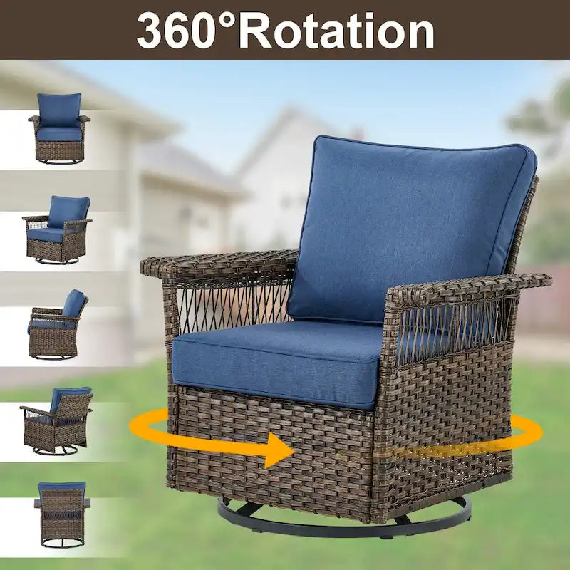 Canapé sectionnel d'extérieur Gymojoy avec fauteuil pivotant et table – Marron