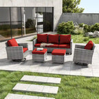 LIVOOSUN Ensemble de 5 meubles de patio en rotin gris, canapé basculant pivotant d'extérieur