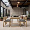 Ensemble de 5 pièces de table et chaises d'extérieur en bois d'acacia avec coussins épais