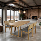 Ensemble de 5 pièces de table et chaises d'extérieur en bois d'acacia avec coussins épais