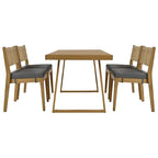 Ensemble de 5 pièces de table et chaises d'extérieur en bois d'acacia avec coussins épais
