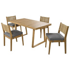 Ensemble de 5 pièces de table et chaises d'extérieur en bois d'acacia avec coussins épais
