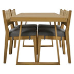 Ensemble de 5 pièces de table et chaises d'extérieur en bois d'acacia avec coussins épais