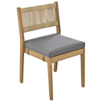Ensemble de 5 pièces de table et chaises d'extérieur en bois d'acacia avec coussins épais