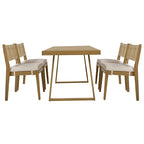 Ensemble de 5 pièces de table et chaises d'extérieur en bois d'acacia avec coussins épais