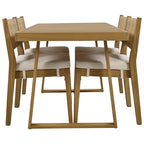 Ensemble de 5 pièces de table et chaises d'extérieur en bois d'acacia avec coussins épais