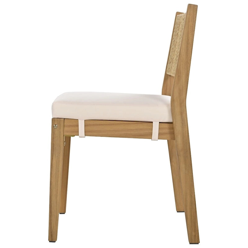 Ensemble de 5 pièces de table et chaises d'extérieur en bois d'acacia avec coussins épais