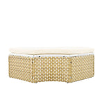 Ensemble de canapé d'angle rond d'extérieur en rotin avec lit de jour, canapé de soleil avec auvent rétractable, tissage bicolore, sièges séparés