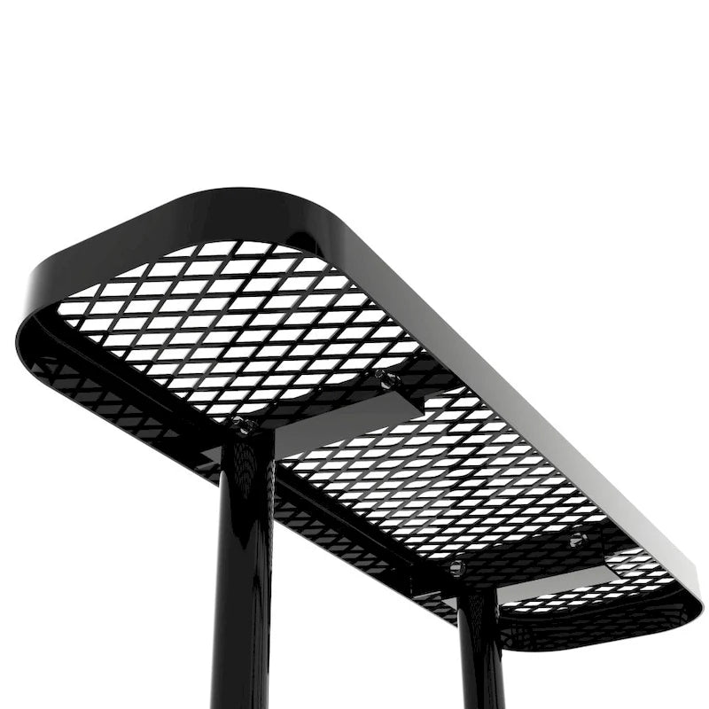 Table de pique-nique extérieure en métal déployé de qualité commerciale avec ancres – 79,75 P x 79,75 L x 28,75 H