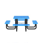 Table de pique-nique extérieure en métal déployé de qualité commerciale avec ancres – 79,75 P x 79,75 L x 28,75 H