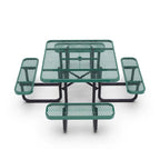 Table de pique-nique extérieure en métal déployé de qualité commerciale avec ancres – 79,75 P x 79,75 L x 28,75 H