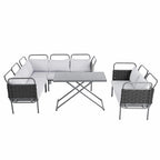 Ensemble de canapé d'angle moderne 5 pièces pour patio avec table en verre et coussins