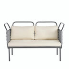 Ensemble de canapé d'angle moderne 5 pièces pour patio avec table en verre et coussins