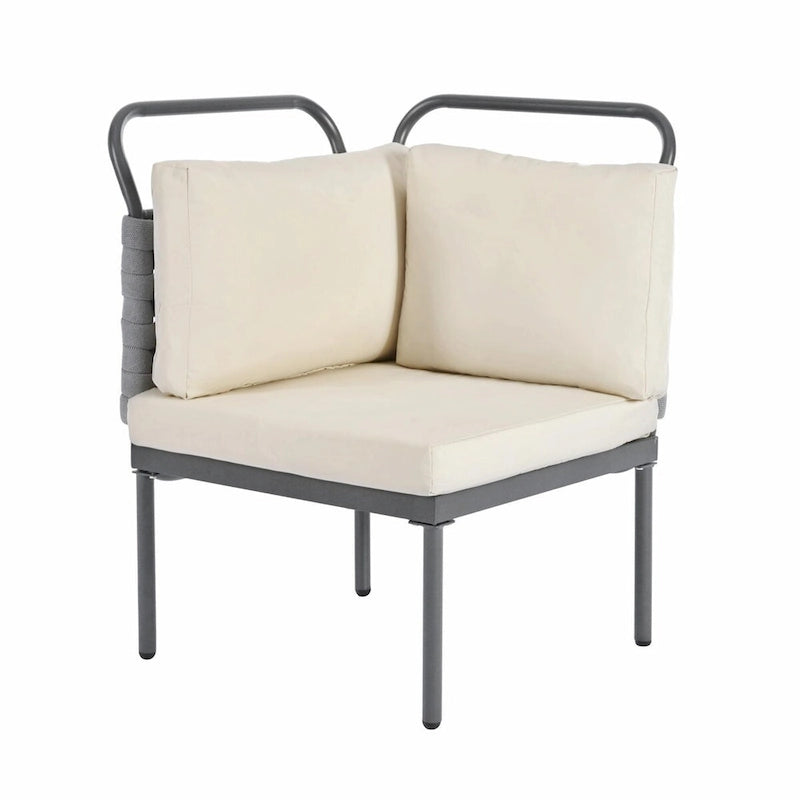 Ensemble de canapé d'angle moderne 5 pièces pour patio avec table en verre et coussins