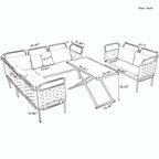 Ensemble de canapé d'angle moderne 5 pièces pour patio avec table en verre et coussins