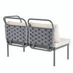 Ensemble de canapé d'angle moderne 5 pièces pour patio avec table en verre et coussins