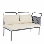 Ensemble de canapé d'angle moderne 5 pièces pour patio avec table en verre et coussins
