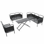 Ensemble de canapé d'angle moderne 5 pièces pour patio avec table en verre et coussins