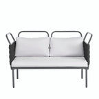 Ensemble de canapé d'angle moderne 5 pièces pour patio avec table en verre et coussins