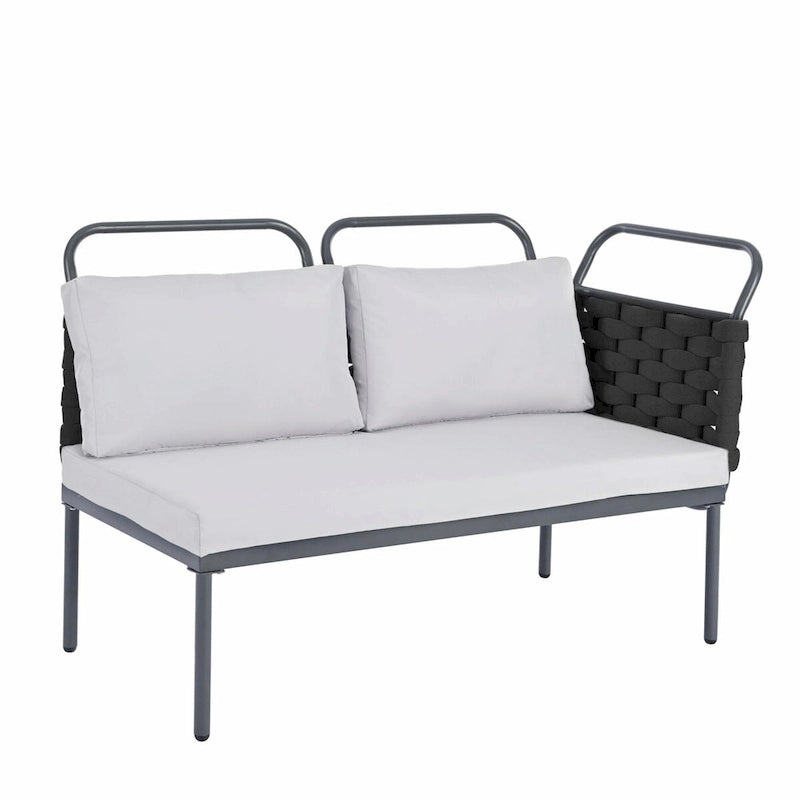 Ensemble de canapé d'angle moderne 5 pièces pour patio avec table en verre et coussins