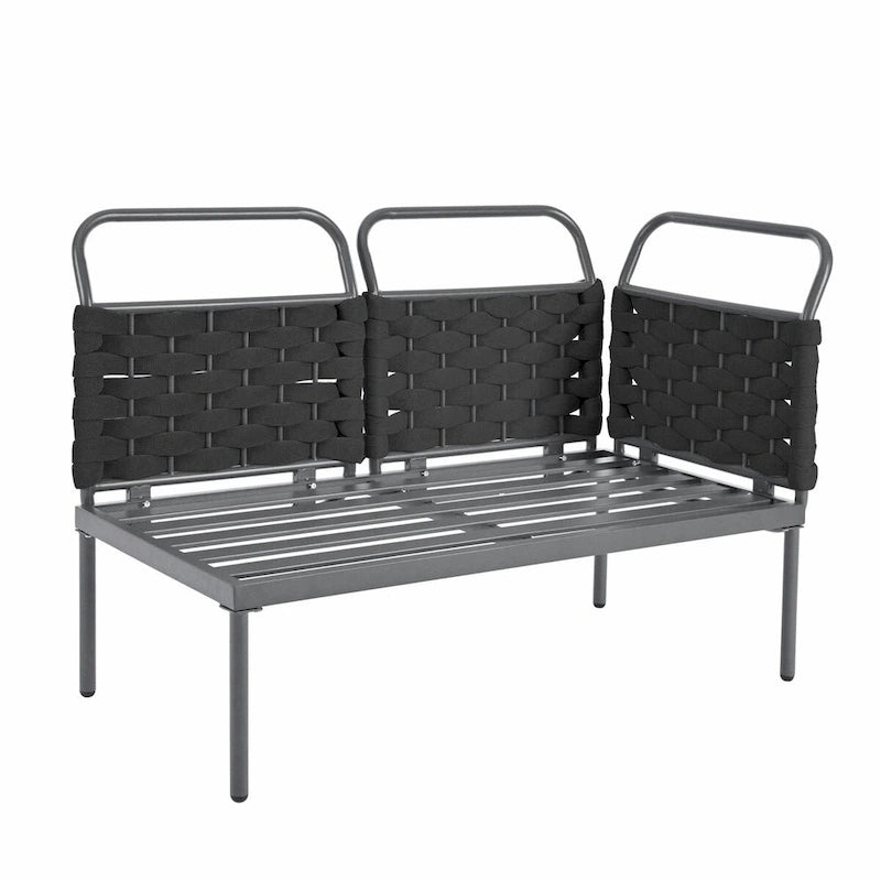Ensemble de canapé d'angle moderne 5 pièces pour patio avec table en verre et coussins