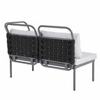 Ensemble de canapé d'angle moderne 5 pièces pour patio avec table en verre et coussins
