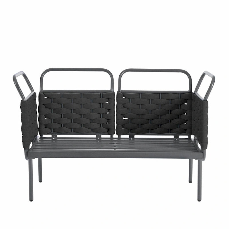 Ensemble de canapé d'angle moderne 5 pièces pour patio avec table en verre et coussins