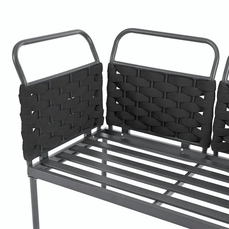 Ensemble de canapé d'angle moderne 5 pièces pour patio avec table en verre et coussins