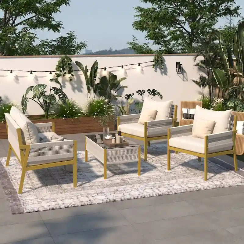 4-Piece Rope Patio Furniture Set