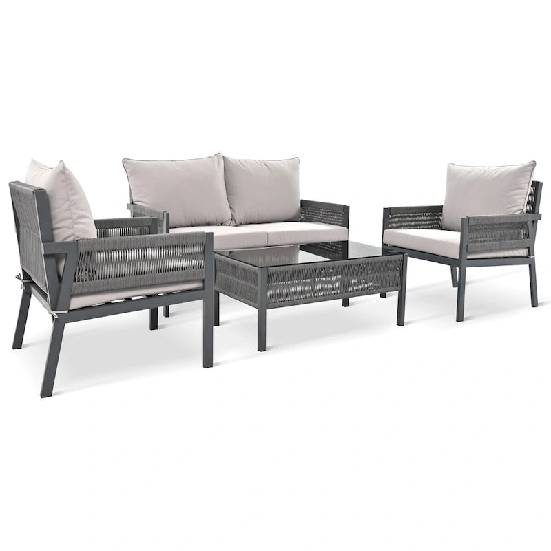 Ensemble de mobilier de jardin 4 pièces en corde