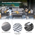 Ensemble de mobilier de jardin 4 pièces en corde