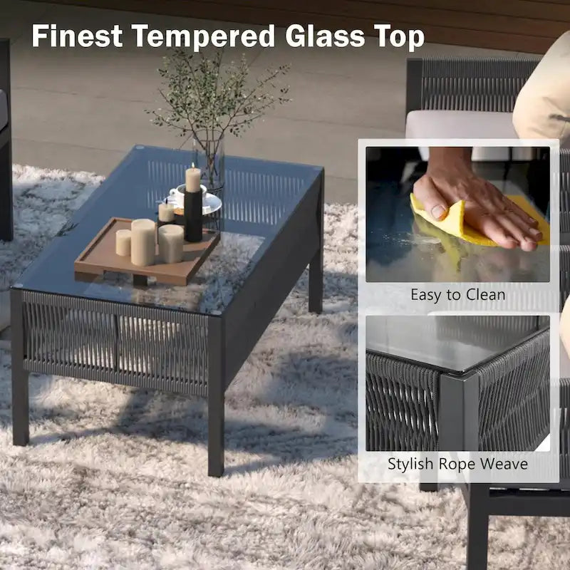 Ensemble de mobilier de jardin 4 pièces en corde
