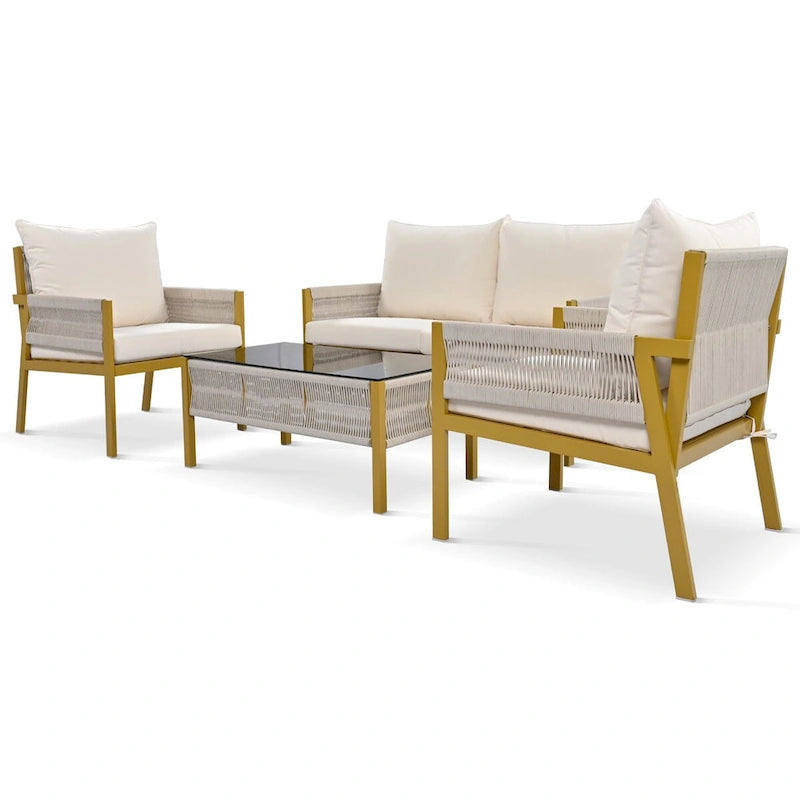 Ensemble de mobilier de jardin 4 pièces en corde