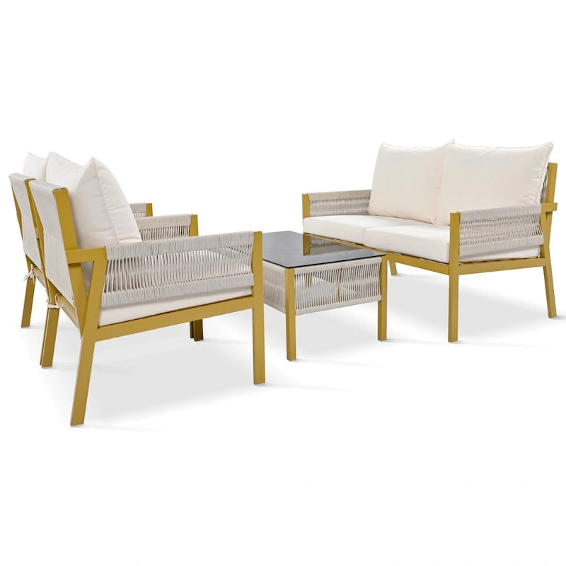 Ensemble de mobilier de jardin 4 pièces en corde