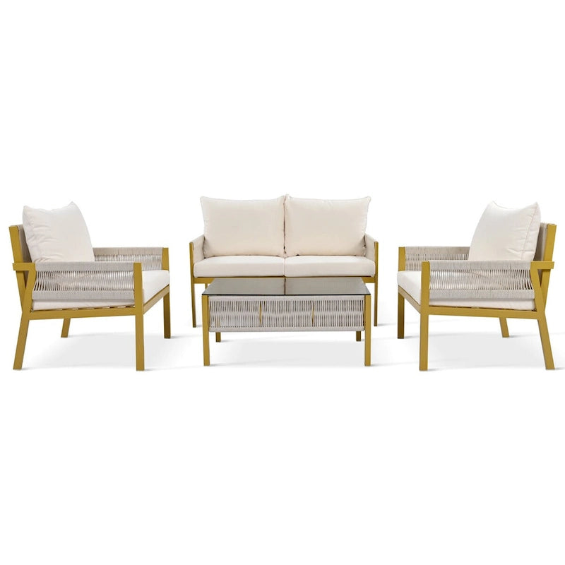Ensemble de mobilier de jardin 4 pièces en corde
