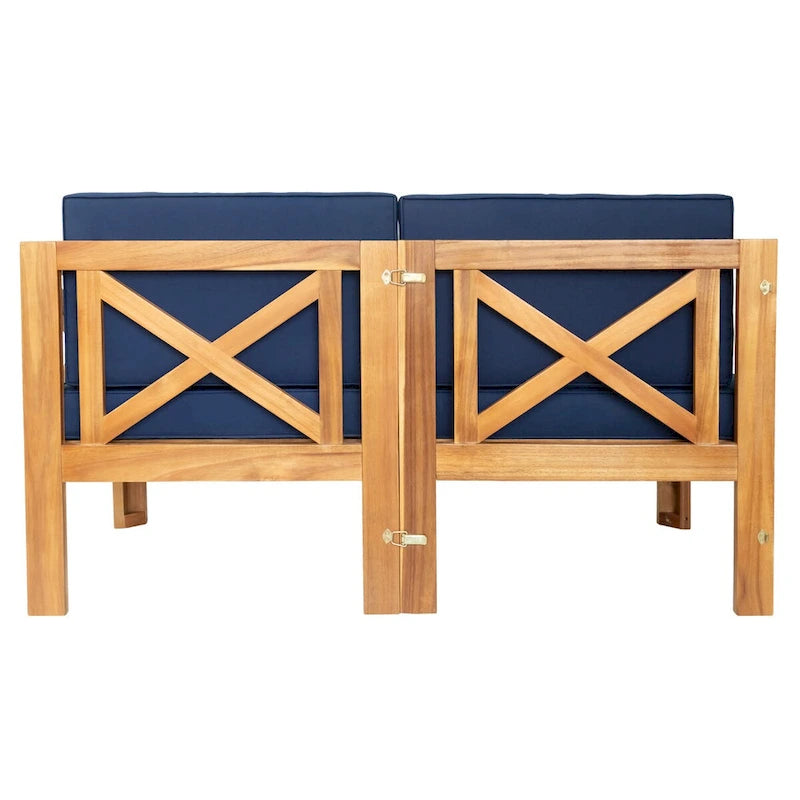 Ensemble de canapé d'angle de jardin extérieur en bois 5 pièces avec coussins