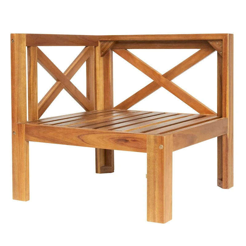 Ensemble de canapé d'angle de jardin extérieur en bois 5 pièces avec coussins
