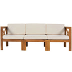 Ensemble de canapé d'angle de jardin extérieur en bois 5 pièces avec coussins