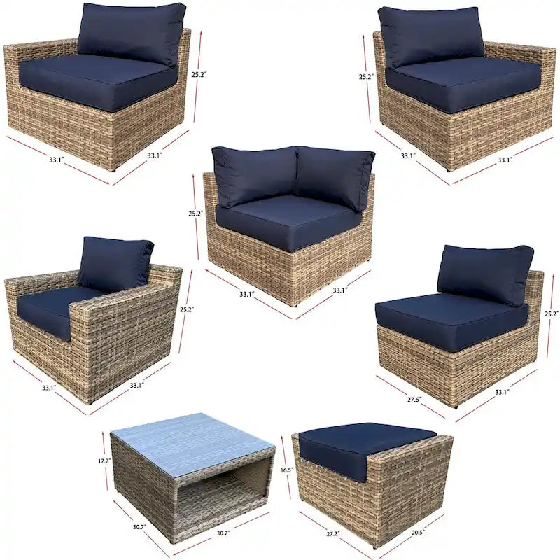 Collection de sièges en rotin Ventura 12 pièces à chaises multiples