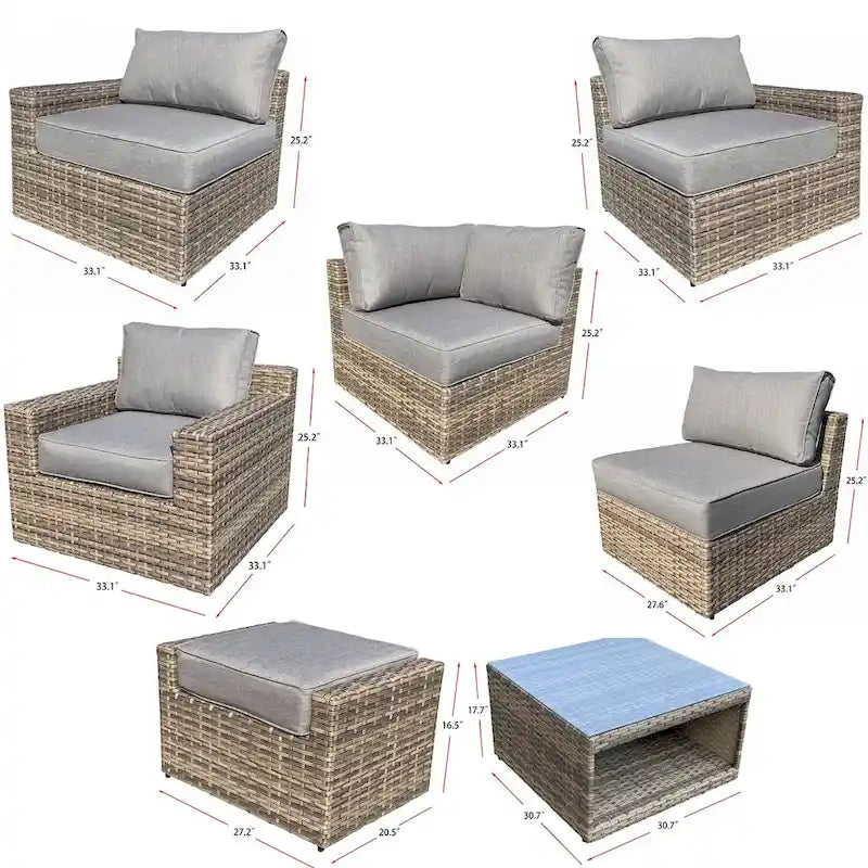 Collection de sièges en rotin Ventura 12 pièces à chaises multiples