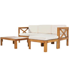 Ensemble de sièges de canapé sectionnel 5 pièces en bois pour terrasse avec coussins