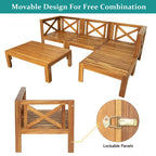 Ensemble de sièges de canapé sectionnel 5 pièces en bois pour terrasse avec coussins