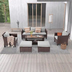 LIVOOSUN Ensemble de 6 meubles de patio en rotin marron avec table basse