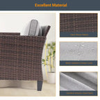 LIVOOSUN Ensemble de 6 meubles de patio en rotin marron avec table basse