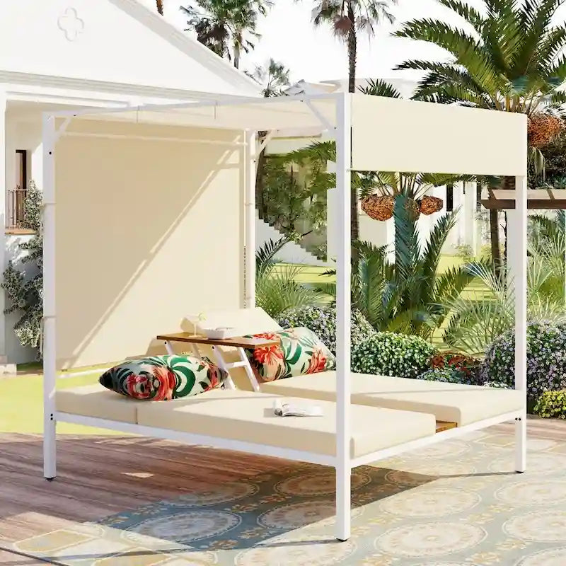 Bain de soleil/lit de repos extérieur avec coussins, sièges réglables